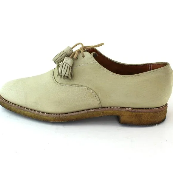 Royal Tweed Church\'s Cheaney of England White Leather Tassled Oxford (12 US) Vtg Royal TWEED by Cheaney of England Church main image 2